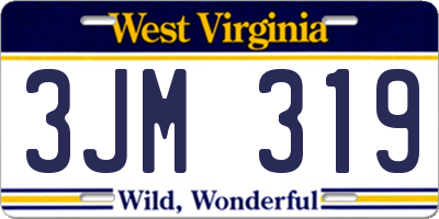 WV license plate 3JM319