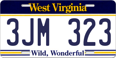 WV license plate 3JM323