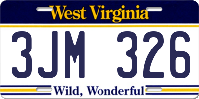 WV license plate 3JM326