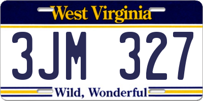 WV license plate 3JM327