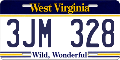 WV license plate 3JM328