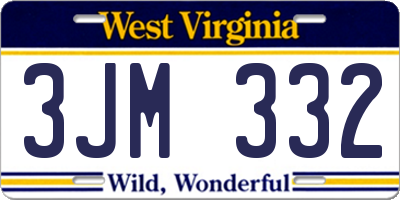 WV license plate 3JM332