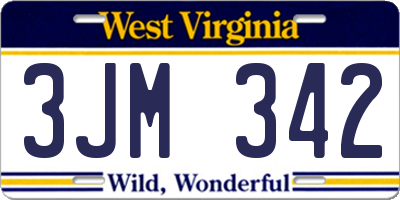 WV license plate 3JM342