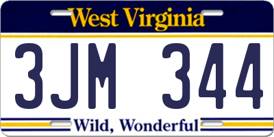 WV license plate 3JM344