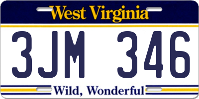 WV license plate 3JM346