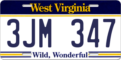 WV license plate 3JM347