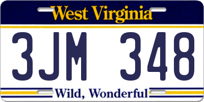 WV license plate 3JM348