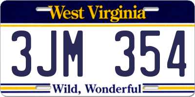 WV license plate 3JM354