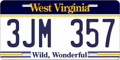 WV license plate 3JM357