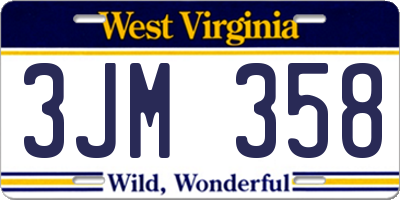 WV license plate 3JM358