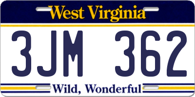WV license plate 3JM362
