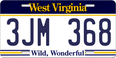 WV license plate 3JM368