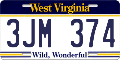 WV license plate 3JM374