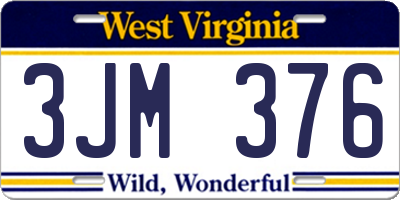 WV license plate 3JM376