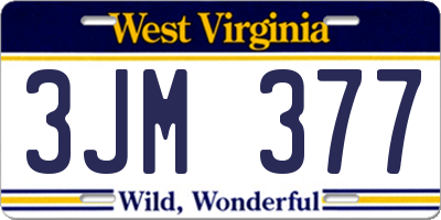 WV license plate 3JM377