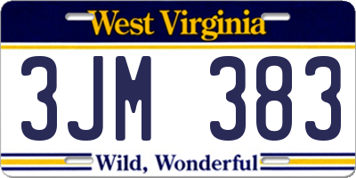 WV license plate 3JM383