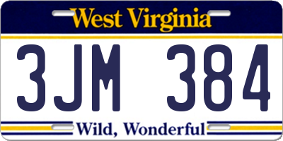 WV license plate 3JM384