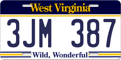 WV license plate 3JM387