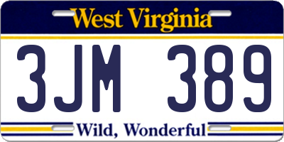 WV license plate 3JM389