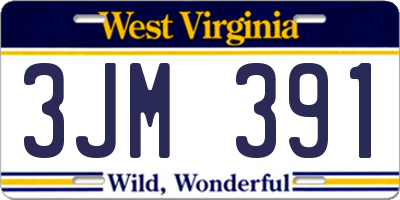 WV license plate 3JM391