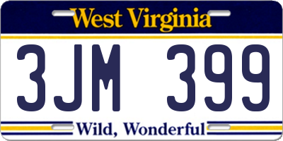 WV license plate 3JM399