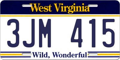 WV license plate 3JM415