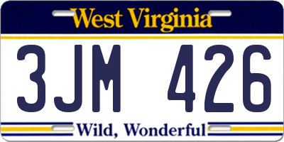 WV license plate 3JM426