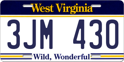 WV license plate 3JM430