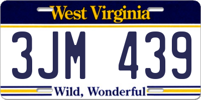WV license plate 3JM439
