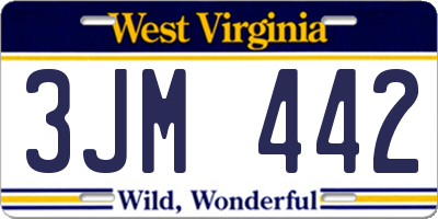 WV license plate 3JM442