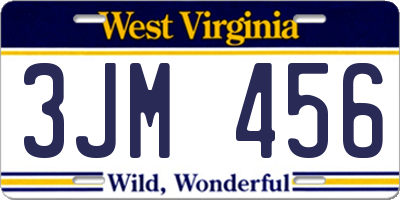 WV license plate 3JM456