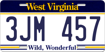 WV license plate 3JM457