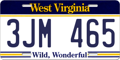WV license plate 3JM465