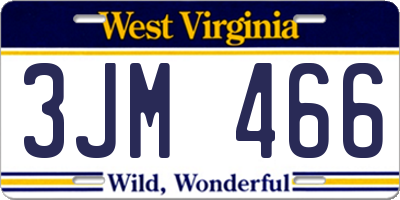 WV license plate 3JM466