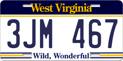 WV license plate 3JM467