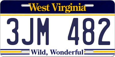 WV license plate 3JM482