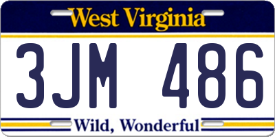 WV license plate 3JM486