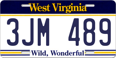 WV license plate 3JM489