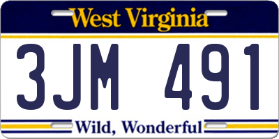 WV license plate 3JM491