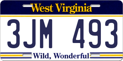 WV license plate 3JM493