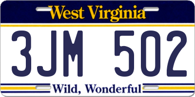WV license plate 3JM502