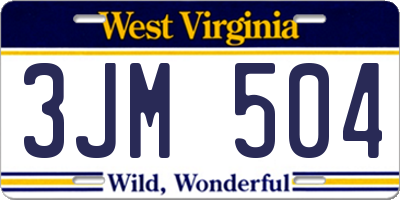 WV license plate 3JM504