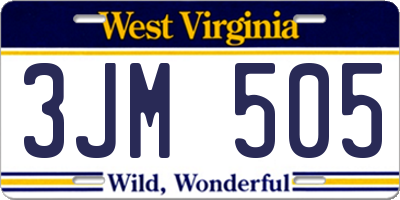 WV license plate 3JM505