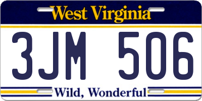 WV license plate 3JM506