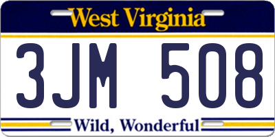 WV license plate 3JM508