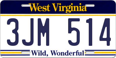 WV license plate 3JM514