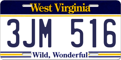 WV license plate 3JM516