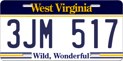 WV license plate 3JM517