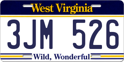 WV license plate 3JM526