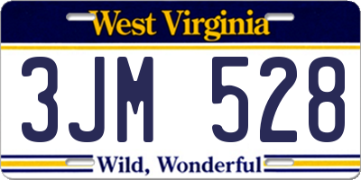 WV license plate 3JM528
